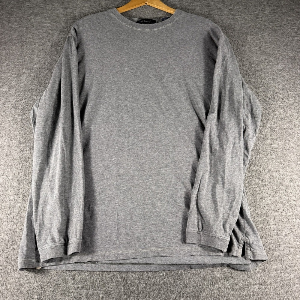 Scott Barber Mens Gray Long Sleeve Pima Cotton Luxury Lightweight T Shirt Size L